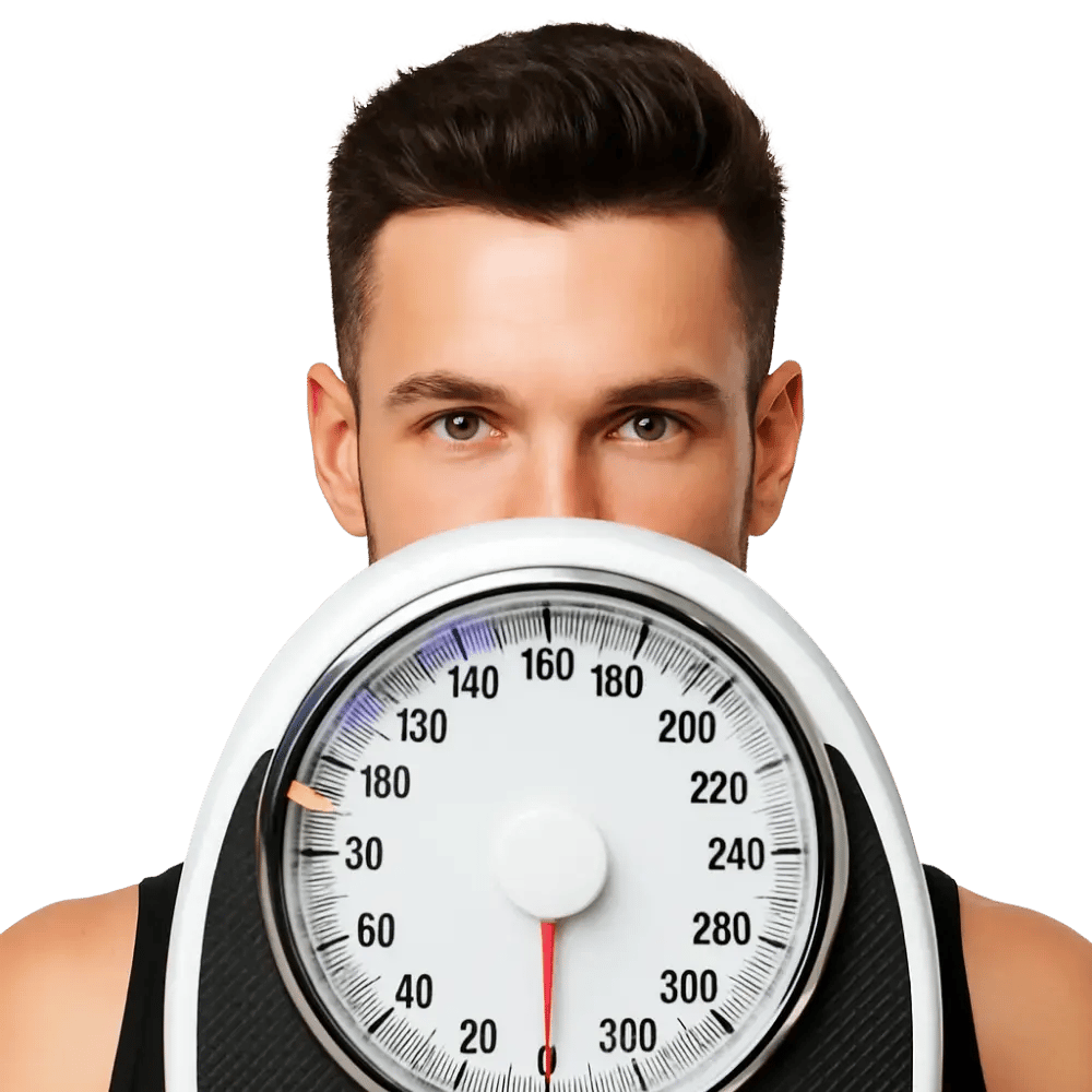 Male Athlete with Scale