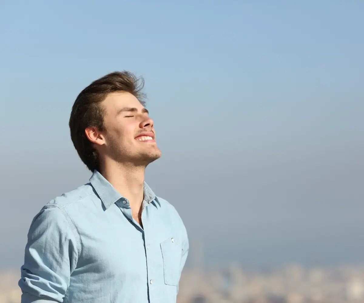 Man_Breathe_Stock Image